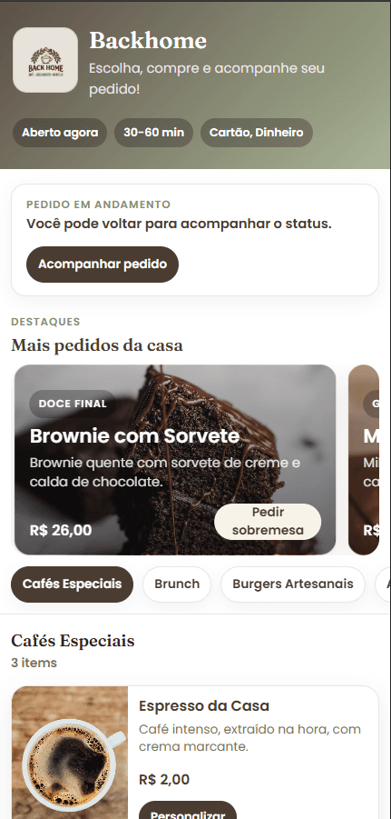 Tela real do DeNode Delivery